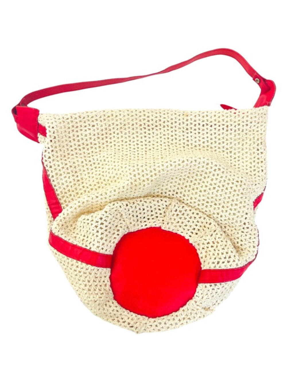 Robinson's California Beige with Red Accents Crochet Purse - Vintage EX - Picture 5 of 7